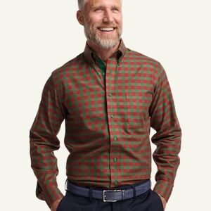 Men's Green and Red Check Button-Up Shirt